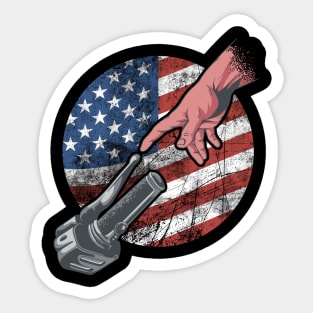 Biker Creation of Adam Motorcycle American Flag Sticker